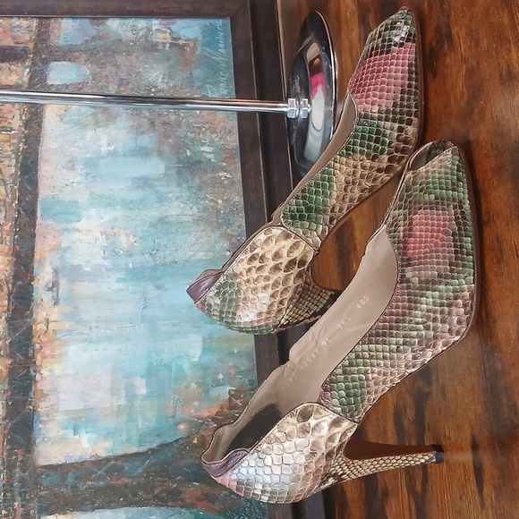 Ottorino Bossi ItalyWomen's Multicolored Snake Patterned Open Toe - Size 6.5 - Picture 1 of 11